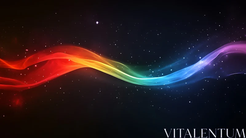 Chromatic lightwave streaming across starry void.