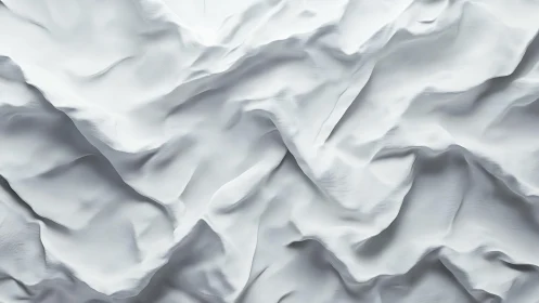 Abstract close-up of white crumpled fabric texture, minimalist style.