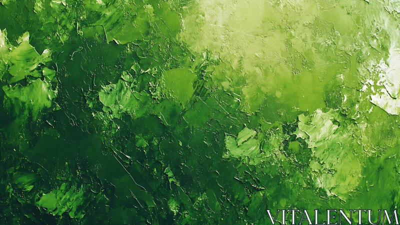 Dense impasto green abstraction reveals layered tonal gradients