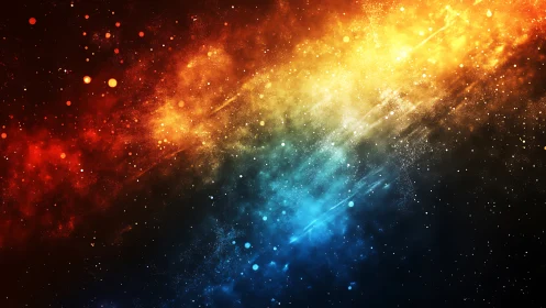 Glowing rainbow nebula drifting through a peaceful night sky.