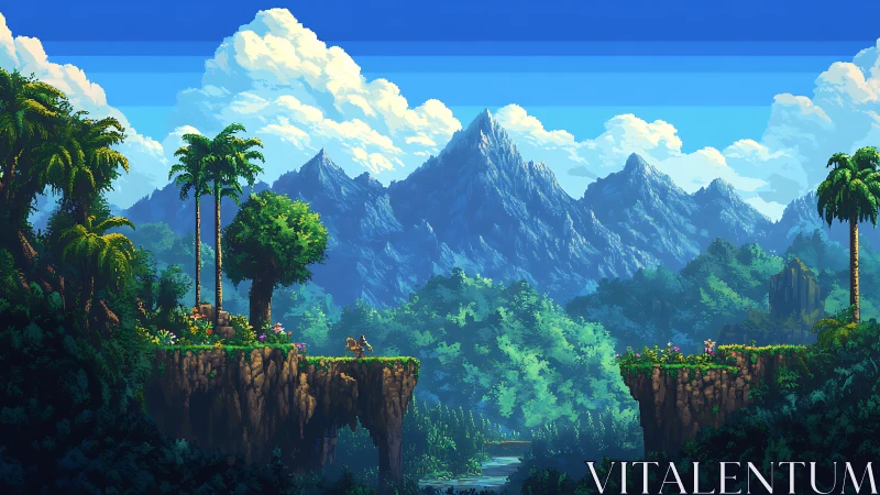 Isometric Fantasy Landscape Rendered with Layered Atmospheric Perspective and Dramatic Peaked Geolog