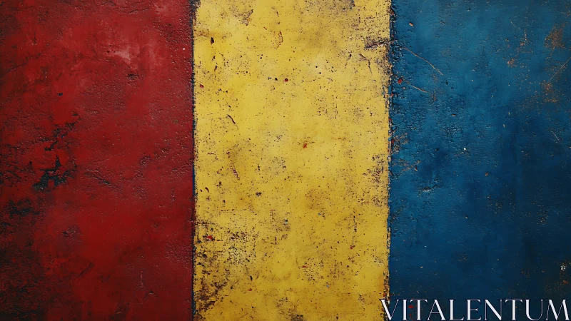 Textured tricolor abstract with vertical chromatic banding.