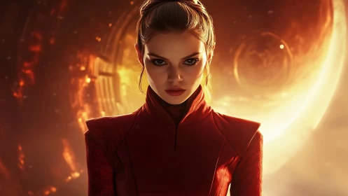 Stellar commander portrait before luminous orbital gateway