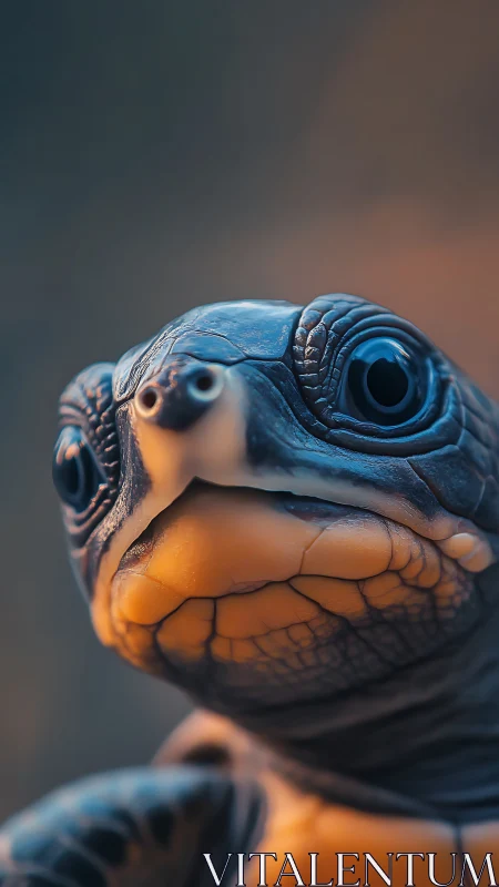 Curious turtle gazes forward with bright, gentle eyes