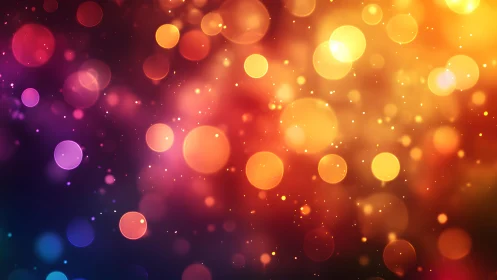 Vibrant abstract bokeh lights in warm and cool color gradient.