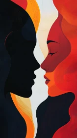 Opposing Silhouettes in Chromatic Dialogue: Abstract Profile Composition