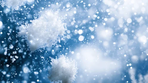 Snowy constellations drift softly through a blue winter sky