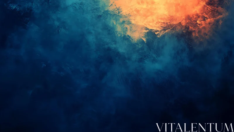 Abstract blue and orange cloudy texture digital painting background.