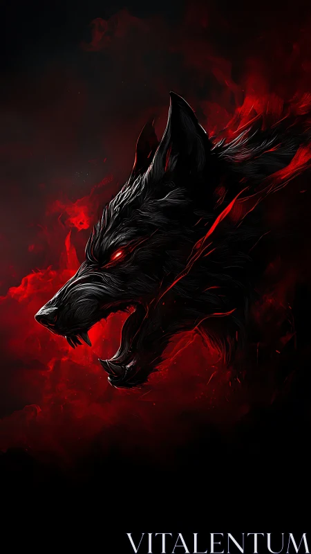 Twin wolf spirits roar through crimson shadow and flame