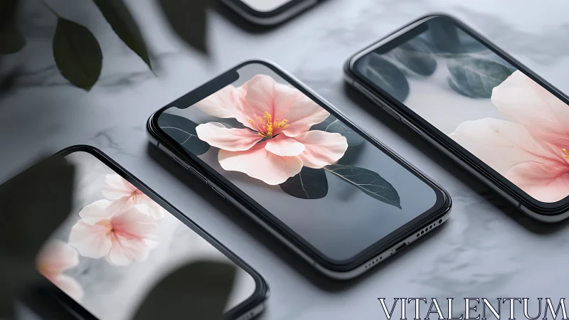 Elegant Floral Displays Blooming on Modern Phones.