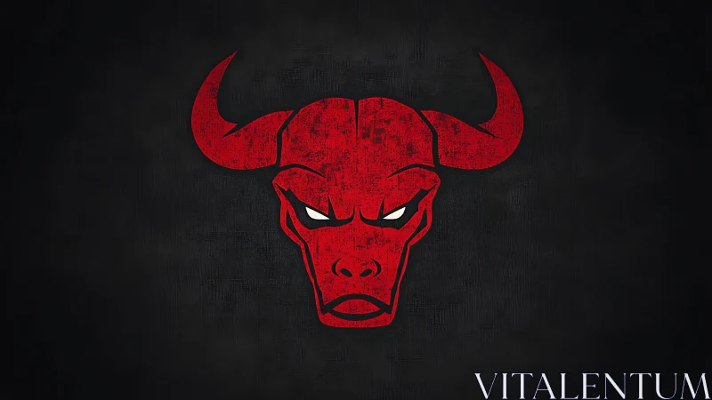 Minimalist red bull emblem on distressed dark ground.