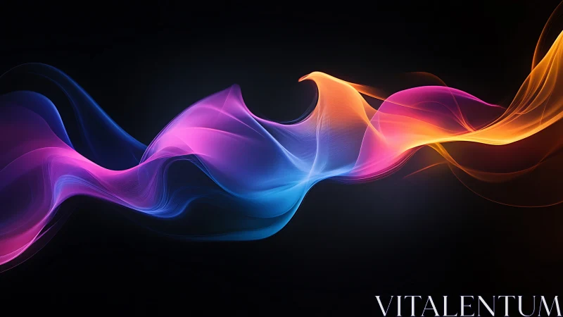 Multicolored luminous waveforms on dark digital backdrop.