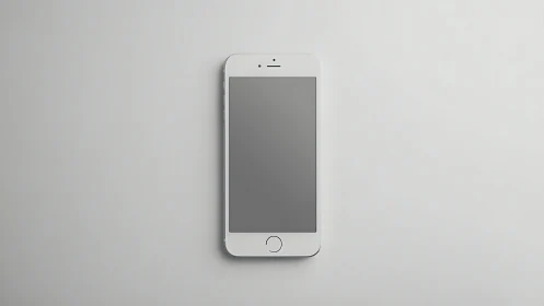 White iPhone displayed against neutral gray background with minimalist presentation.
