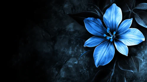 Blue Bloom Against Darkness