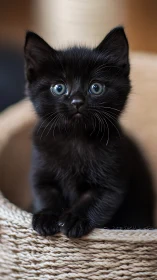 Midnight Kitten's Hypnotic Gaze Pierces the Warmth
