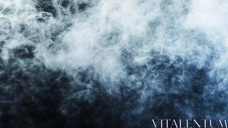 Dense swirling white smoke against dark background, abstract style.