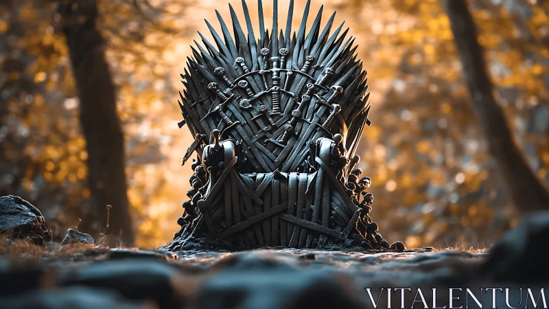 Swordborn forest throne waits in amber tinted stillness.