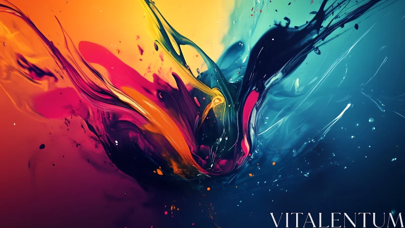 Chromatic liquid collision in dynamic abstract motion.