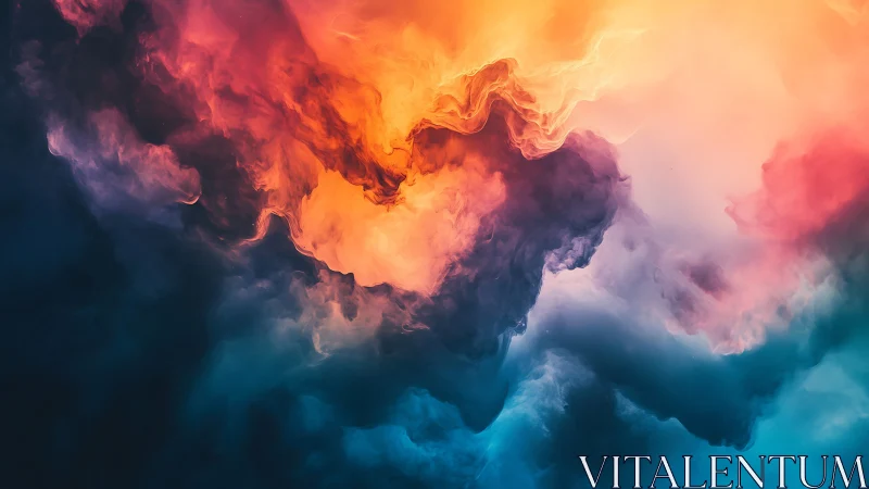 Nebula-hearted clouds ignite a swirling sky of fire and mist