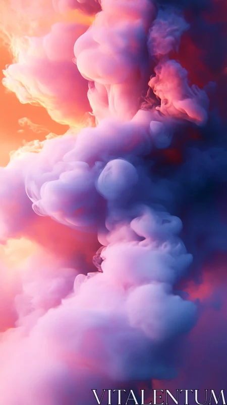 Dreamy neon smoke swirls rise through glowing twilight haze
