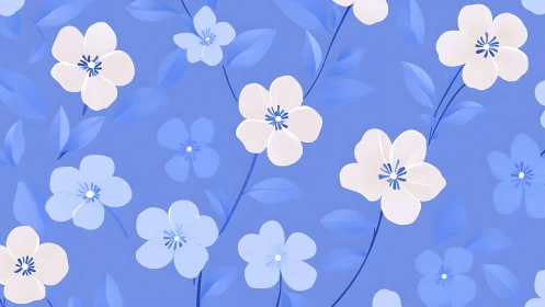 Blue floral vector composition with stratified white blooms.