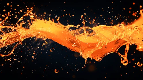 Liquid fire dances in midair with glowing orange energy