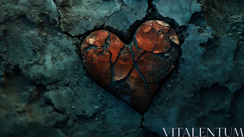 Heart's Glow: Rust and Soul on Weathered Stone.