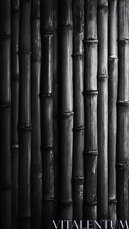 Vertical bamboo stalks in monochrome close-up arrangement.
