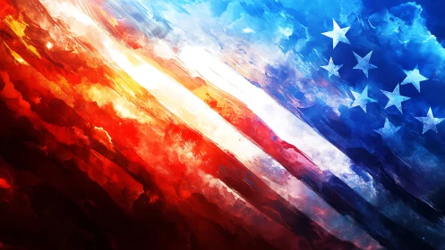 Storm-swept stars and stripes ignite a sky of color.