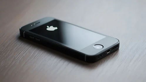 Apple iPhone device on textured surface.