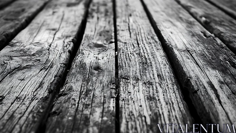 Weathered wooden boards run in parallel toward distance
