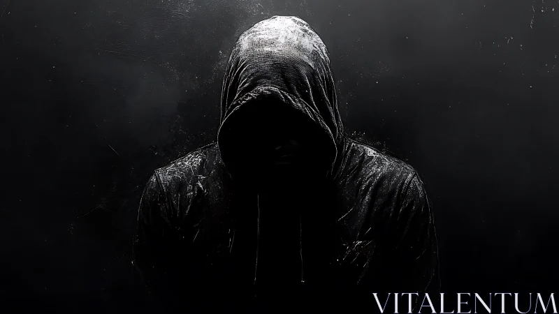 Mysterious hooded figure emerging from the deep shadows.