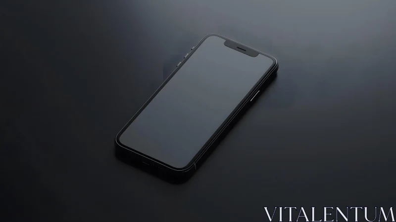 Modern smartphone on sleek black surface in minimalist style. Modern smartphone on sleek black surface in minimalist style.