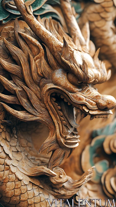 Intricate carved dragon relief showcases dynamic wooden detailing