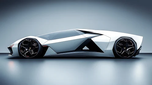 Low-profile polygonal hypercar with aggressive aerodynamic shell.