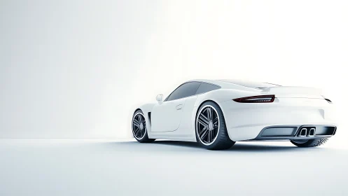 Sleek white sports coupe waits quietly in a bright studio