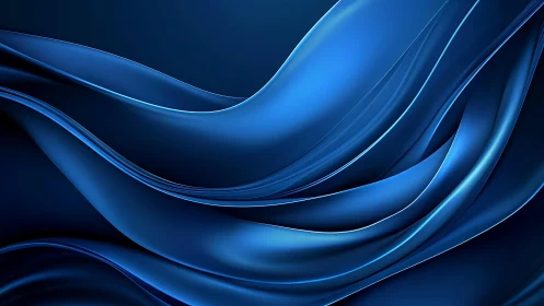 Flowing Abstract Blue Silk Waves Digital Art Background.