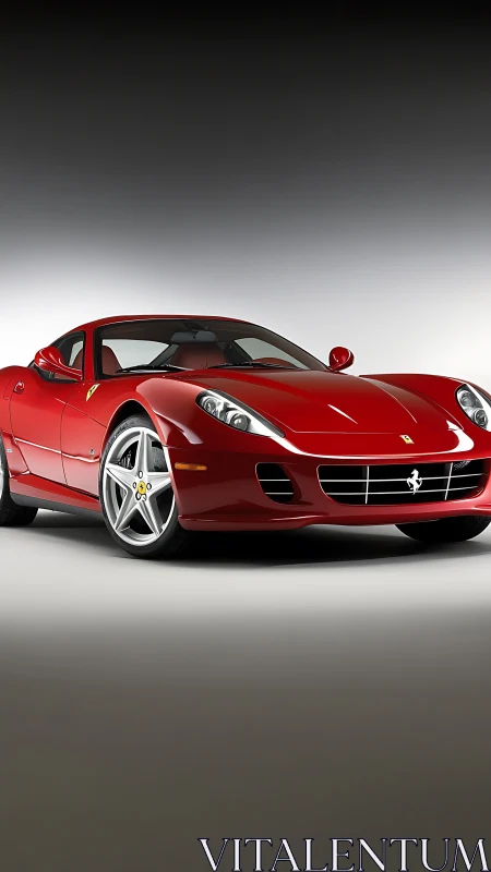 Red sports coupe is positioned in controlled studio lighting