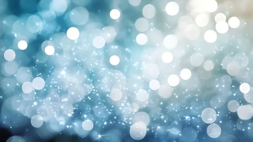 Soft blue bokeh lights shimmer in a dreamy abstract field.