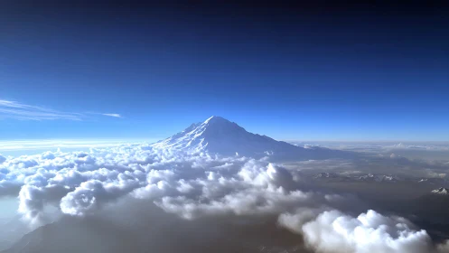 Sky-throned mountain rising through oceans of drifting cloud.