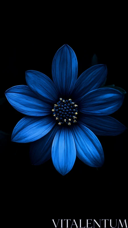 Blue flower with centered stamen displays radial petal symmetry