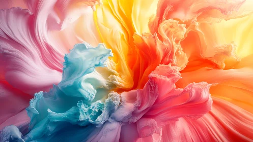 Painted currents collide as molten sunrise meets frozen surf