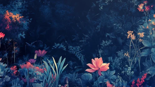 Nocturnal Garden with Luminescent Flora.