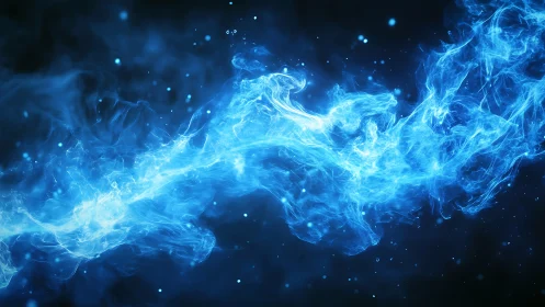 Blue plasma-like energy stream forms across dark background