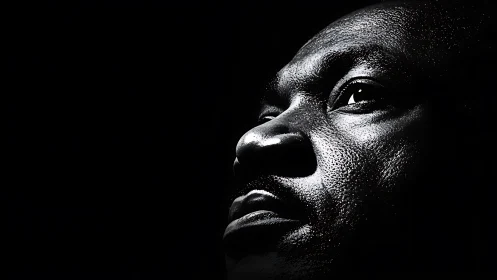 Dramatic low key portrait studies resilience in shadowed light