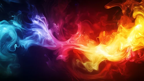 Colored fluid plumes intersect across a dark horizontal frame