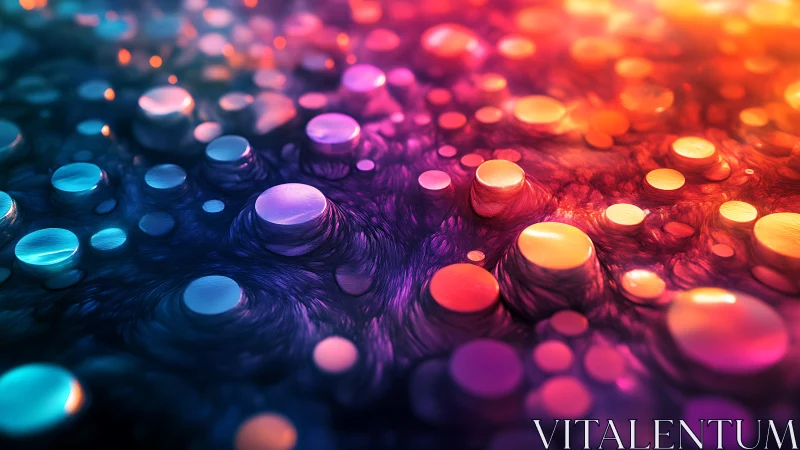 Multicolored circular forms in swirling abstract surface field.