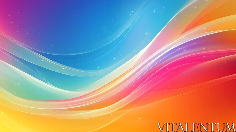 Colorful flowing light waves on bright gradient background.