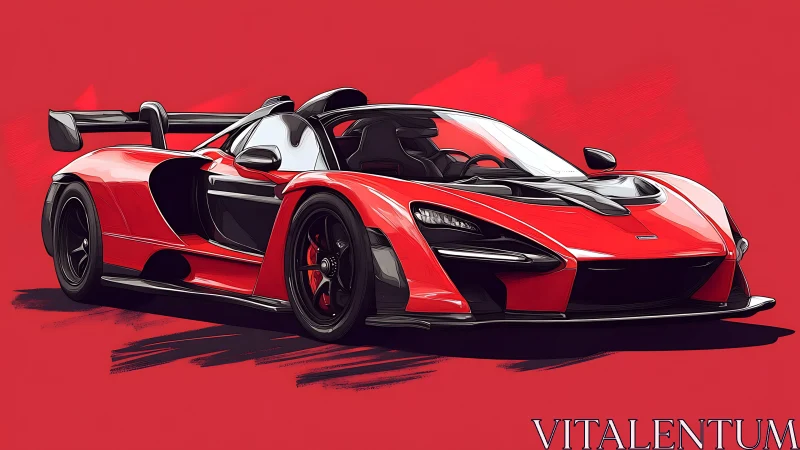 Highly stylized red hypercar with aggressive aerodynamic bodywork