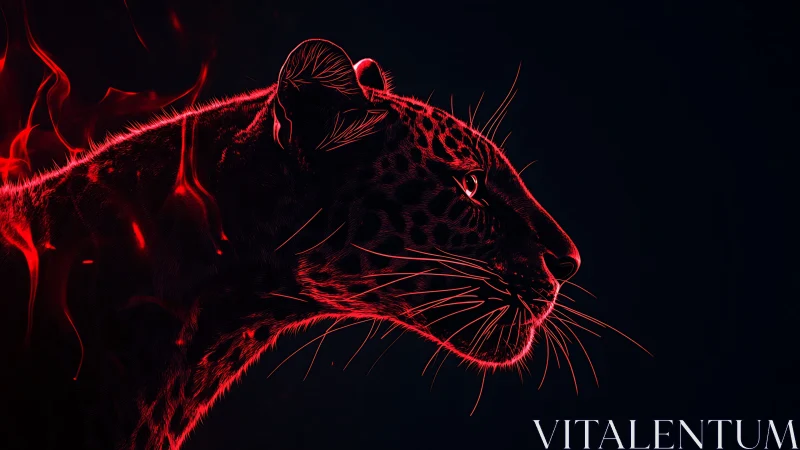 Neon Leopard: Electric Outline Against Black.